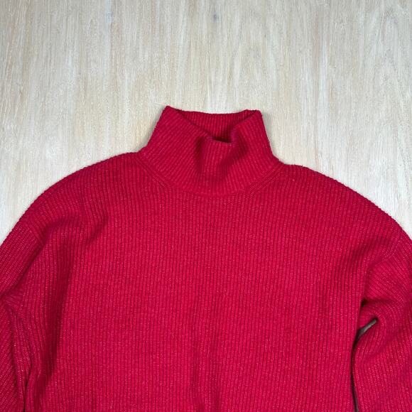 Abercrombie & Fitch Red Turtleneck Soft Ribbed Casual Pullover Knit Sweater XS - Picture 2 of 11